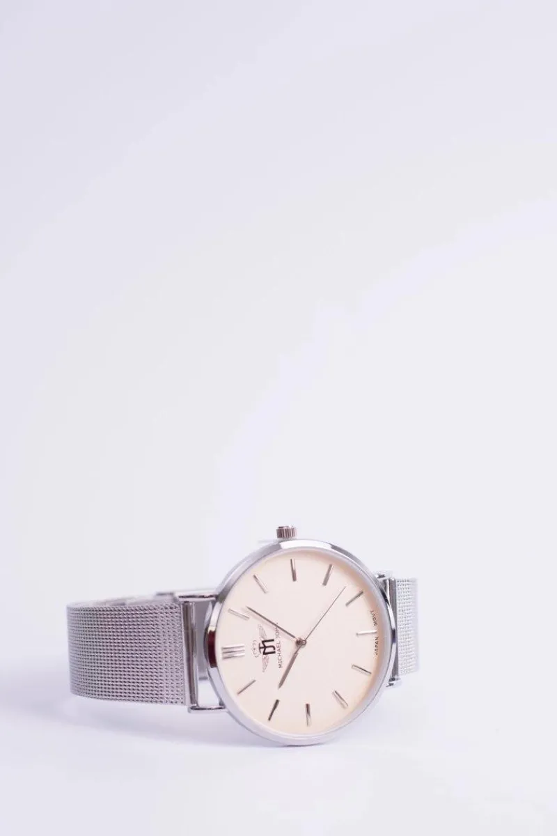 Best Michael John Damski Zegarek Florence Srebrno Beżowy 40mm