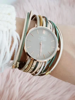 Best Damski Zegarek Z Rzemykowym Paskiem Pepero Beżowy Zegarki