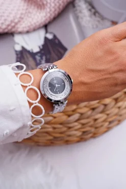 Zegarki>Michael John Damski Zegarek Srebrny Czarna Tarcza Curiosity