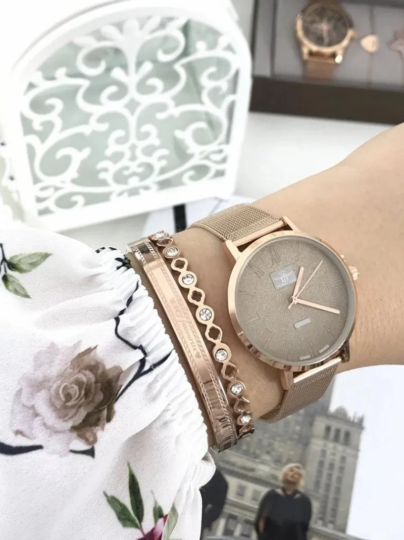 Best Michael John Damski Zegarek Elis Różowe Złoto / Złota Tarcza