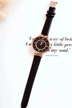 Giorgio&Dario Damski Zegarek Na Pasku Z Cyrkoniami Czarny