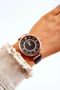 Giorgio&Dario Damski Zegarek Na Pasku Z Cyrkoniami Czarny