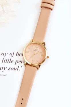 Zegarki>Giorgio&Dario Damski Zegarek Na Skórzanym Pasku Beżowy