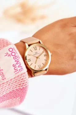 Zegarki>Giorgio&Dario Damski Zegarek Na Skórzanym Pasku Beżowy