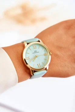 New Giorgio&Dario Damski Zegarek Na Skórzanym Pasku Miętowy