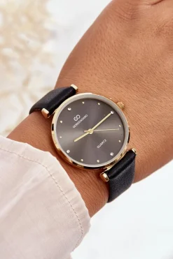 Zegarki>Giorgio&Dario Damski Zegarek Na Skórzanym Pasku Giorgio & Dario GDM230411 Czarny