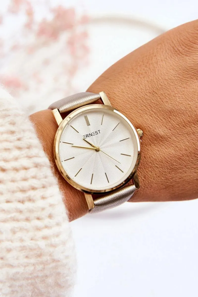 Zegarki|Okulary>Ernest Damski Zegarek Ze Złotą Kopertą Złoty Vega