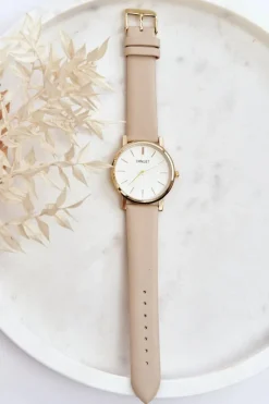 Zegarki>Ernest Damski Zegarek Ze Złotą Kopertą Beżowy Vega