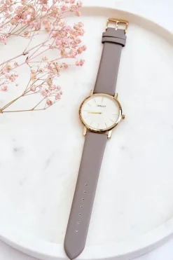 Zegarki|Okulary>Ernest Damski Zegarek Ze Złotą Kopertą Szary Vega