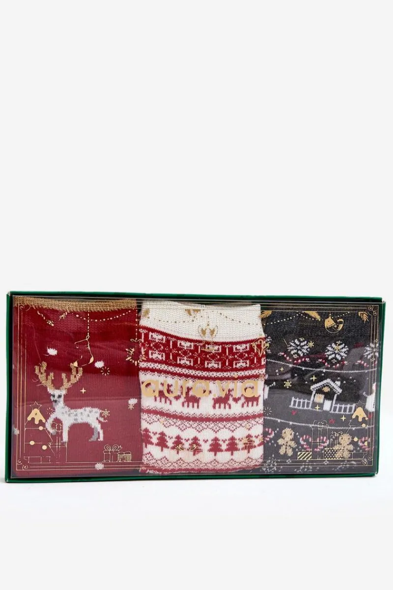 Outlet Aura.via Damski Zestaw Świątecznych Skarpetek 3-Pak