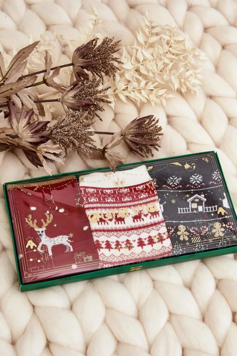 Outlet Aura.via Damski Zestaw Świątecznych Skarpetek 3-Pak