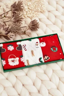 Skarpetki|Skarpetki>Aura.via Damski Zestaw Świątecznych Skarpetek 3-Pak - Wzór 2