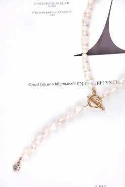 New Boto Damski Złoty Naszyjnik Łańcuszek Perły Aurelie