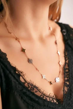 New Damski Złoty Naszyjnik Łańcuszek Koniczynka Srebro 3 Kolory Złota Merci Naszyjniki