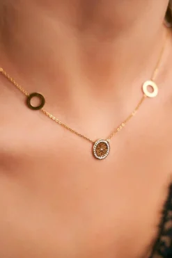 Naszyjniki>Boto Damski Złoty Naszyjnik Orientalny Koło Viola