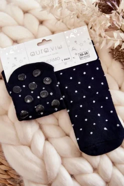 Skarpetki|Skarpetki>Aura.via Damskie Antypoślizgowe Skarpetki W Kropki Czarne