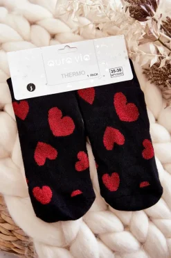 Skarpetki|Skarpetki>Aura.via Damskie Antypoślizgowe Skarpetki W Serca Czarne