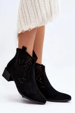 Buty damskie Vinceza Damskie Ażurowe Botki Czarne Madalina
