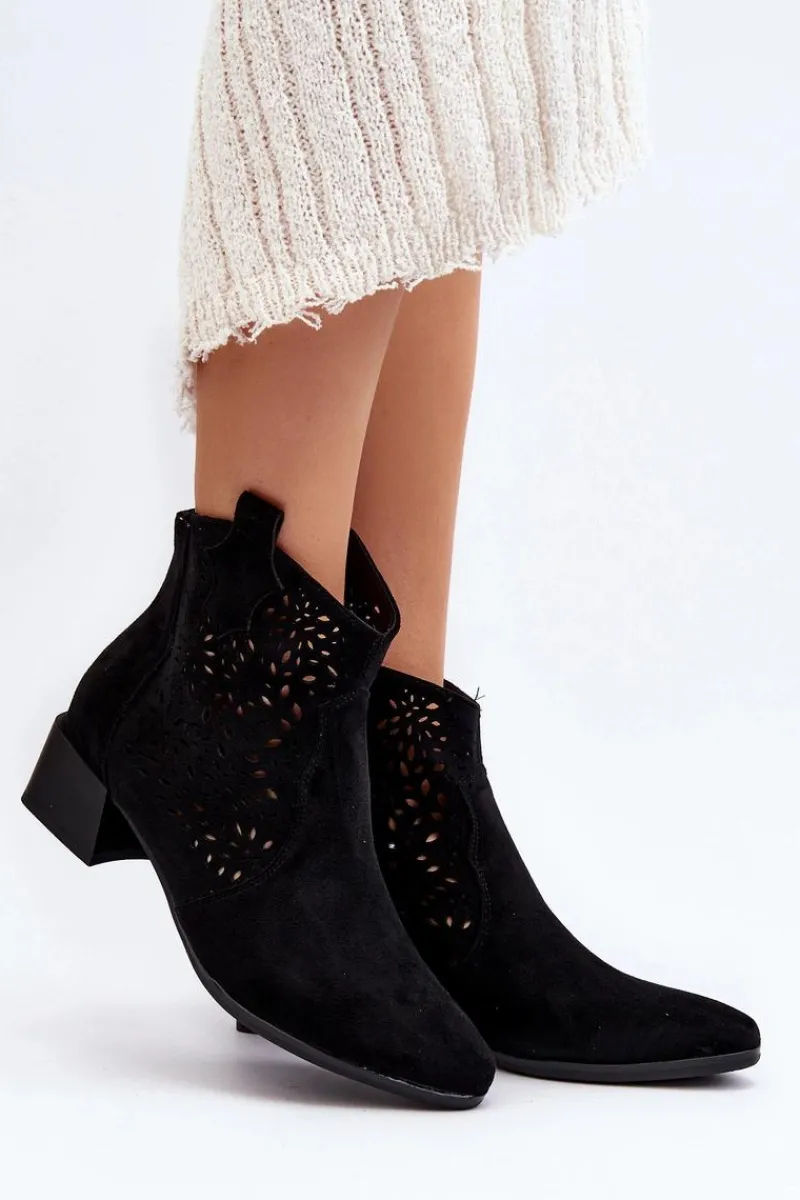 Buty damskie Vinceza Damskie Ażurowe Botki Czarne Madalina