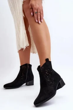 Buty damskie Vinceza Damskie Ażurowe Botki Czarne Madalina