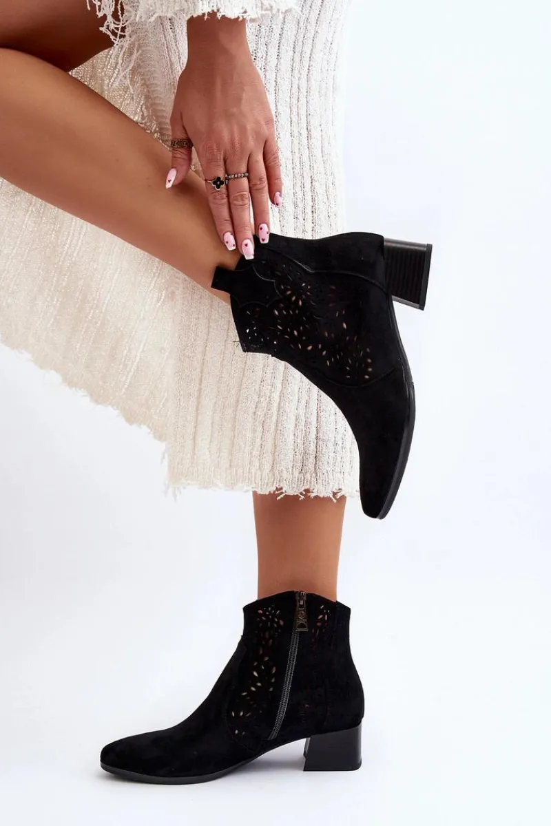 Buty damskie Vinceza Damskie Ażurowe Botki Czarne Madalina