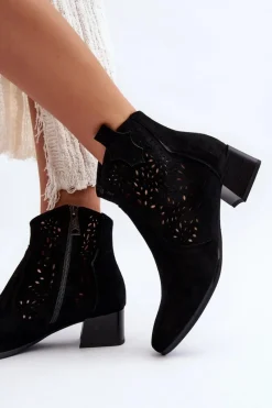 Buty damskie Vinceza Damskie Ażurowe Botki Czarne Madalina