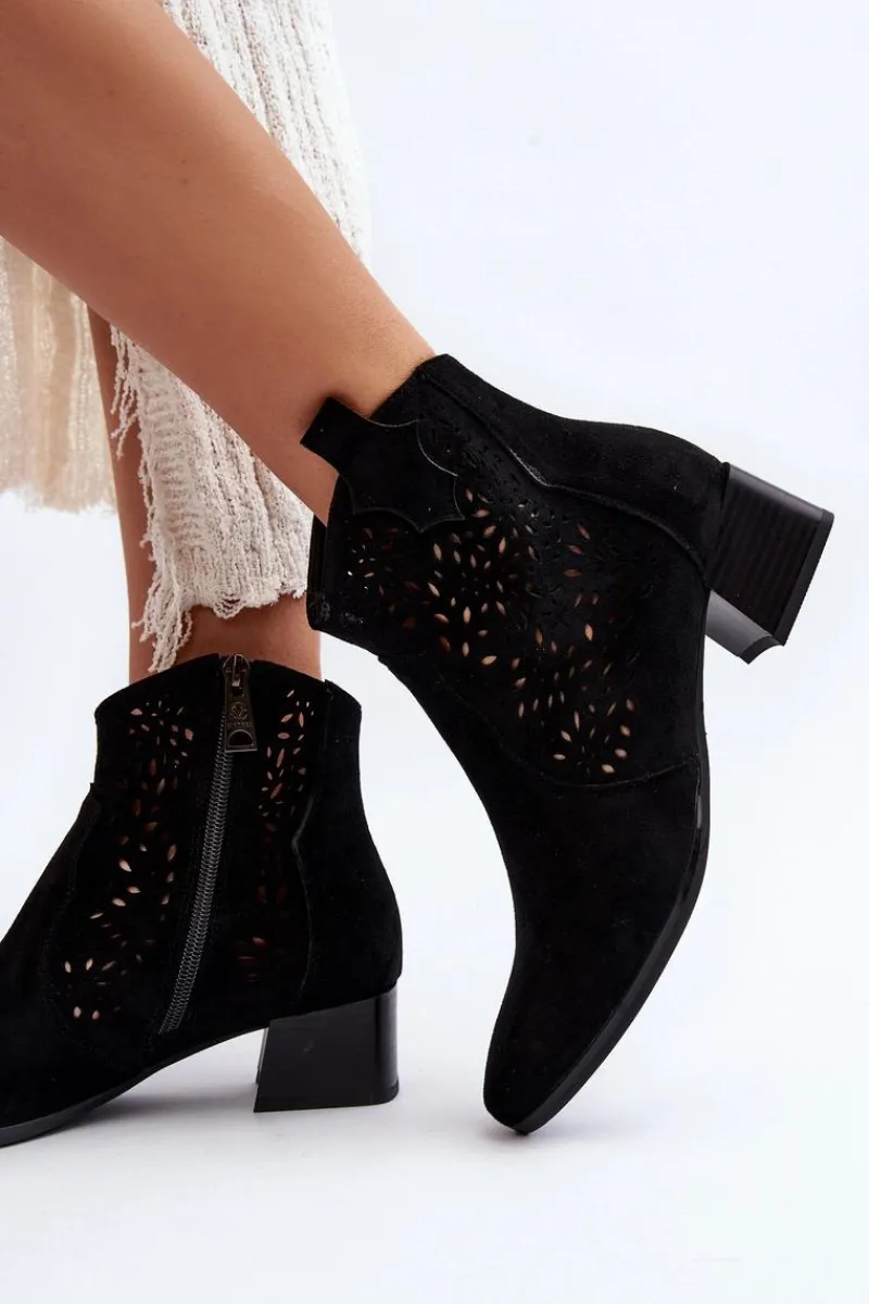 Buty damskie Vinceza Damskie Ażurowe Botki Czarne Madalina