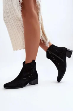 Buty damskie Vinceza Damskie Ażurowe Botki Czarne Madalina