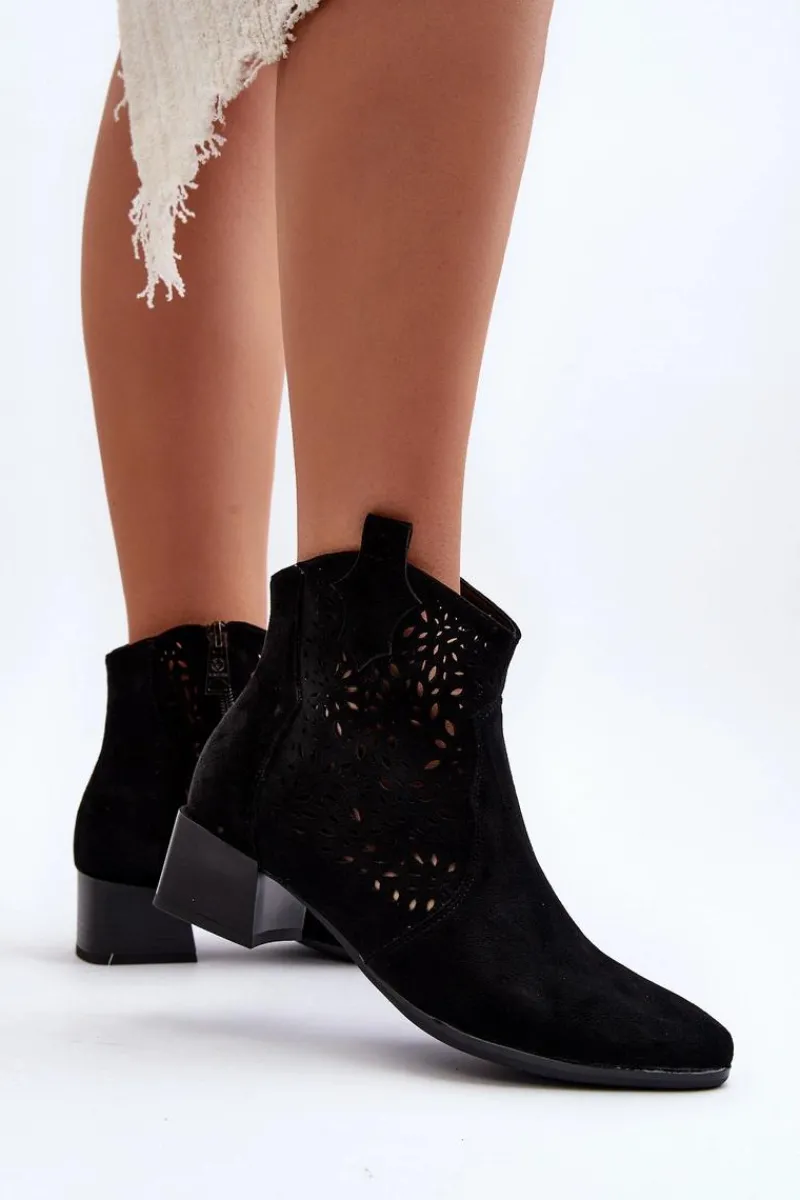 Buty damskie Vinceza Damskie Ażurowe Botki Czarne Madalina