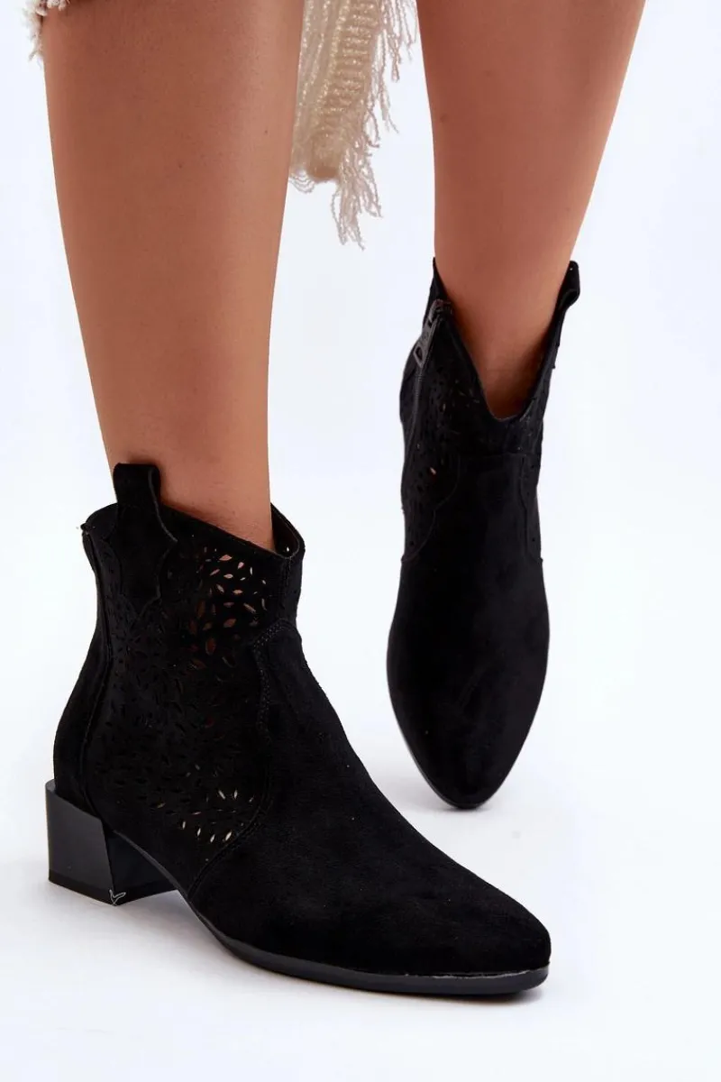 Buty damskie Vinceza Damskie Ażurowe Botki Czarne Madalina