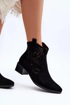 Buty damskie Vinceza Damskie Ażurowe Botki Czarne Madalina