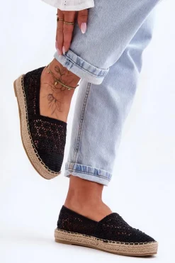 Espadryle Na Platformie>Boto Damskie Ażurowe Espadryle Czarne One Lover
