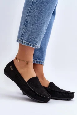 Online Damskie Ażurowe Mokasyny Czarne Rasirna Damskie Loafersy Damskie|Mokasyny Damskie Skórzane