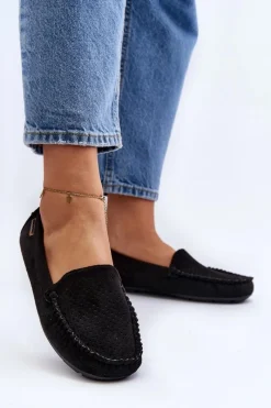 Online Damskie Ażurowe Mokasyny Czarne Rasirna Damskie Loafersy Damskie|Mokasyny Damskie Skórzane