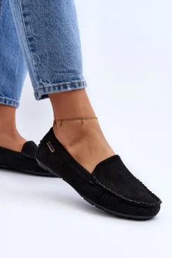 Online Damskie Ażurowe Mokasyny Czarne Rasirna Damskie Loafersy Damskie|Mokasyny Damskie Skórzane