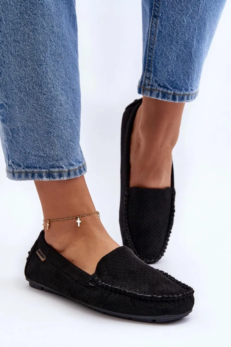 Online Damskie Ażurowe Mokasyny Czarne Rasirna Damskie Loafersy Damskie|Mokasyny Damskie Skórzane