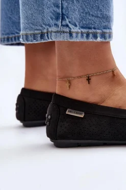 Online Damskie Ażurowe Mokasyny Czarne Rasirna Damskie Loafersy Damskie|Mokasyny Damskie Skórzane