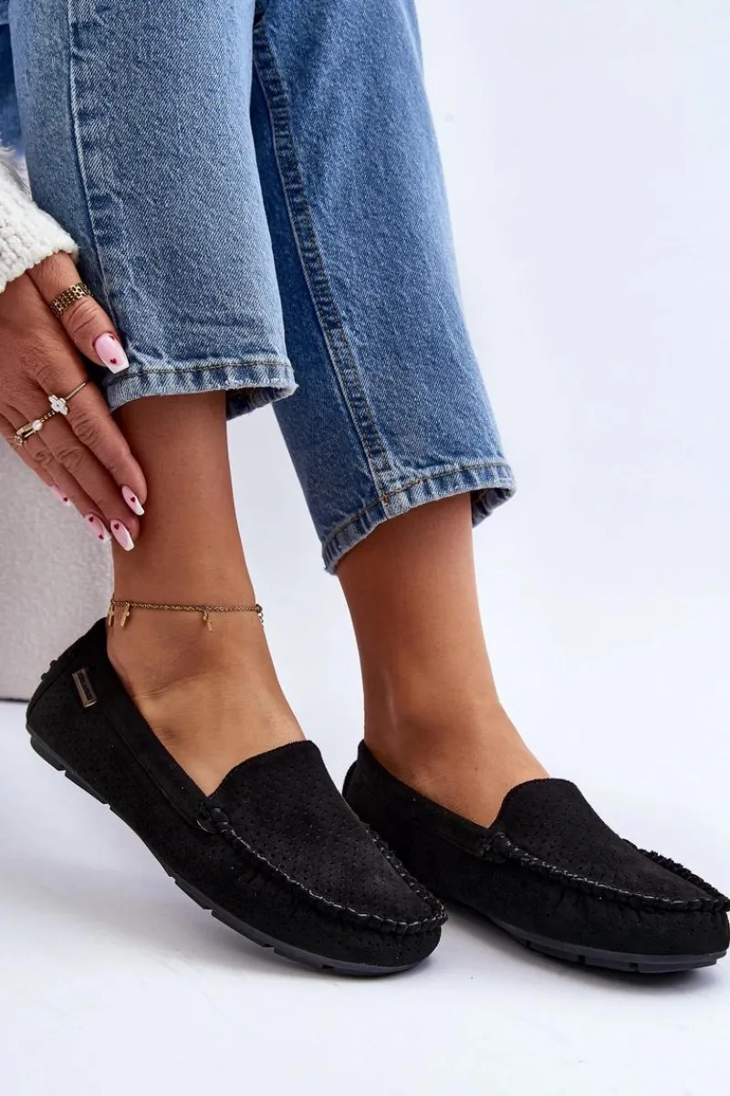 Online Damskie Ażurowe Mokasyny Czarne Rasirna Damskie Loafersy Damskie|Mokasyny Damskie Skórzane