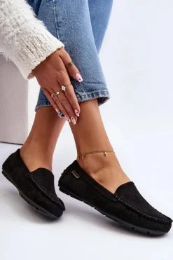 Online Damskie Ażurowe Mokasyny Czarne Rasirna Damskie Loafersy Damskie|Mokasyny Damskie Skórzane