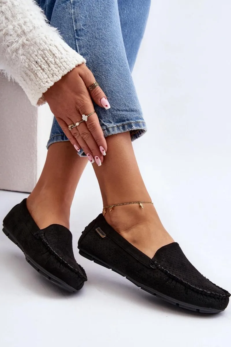 Online Damskie Ażurowe Mokasyny Czarne Rasirna Damskie Loafersy Damskie|Mokasyny Damskie Skórzane