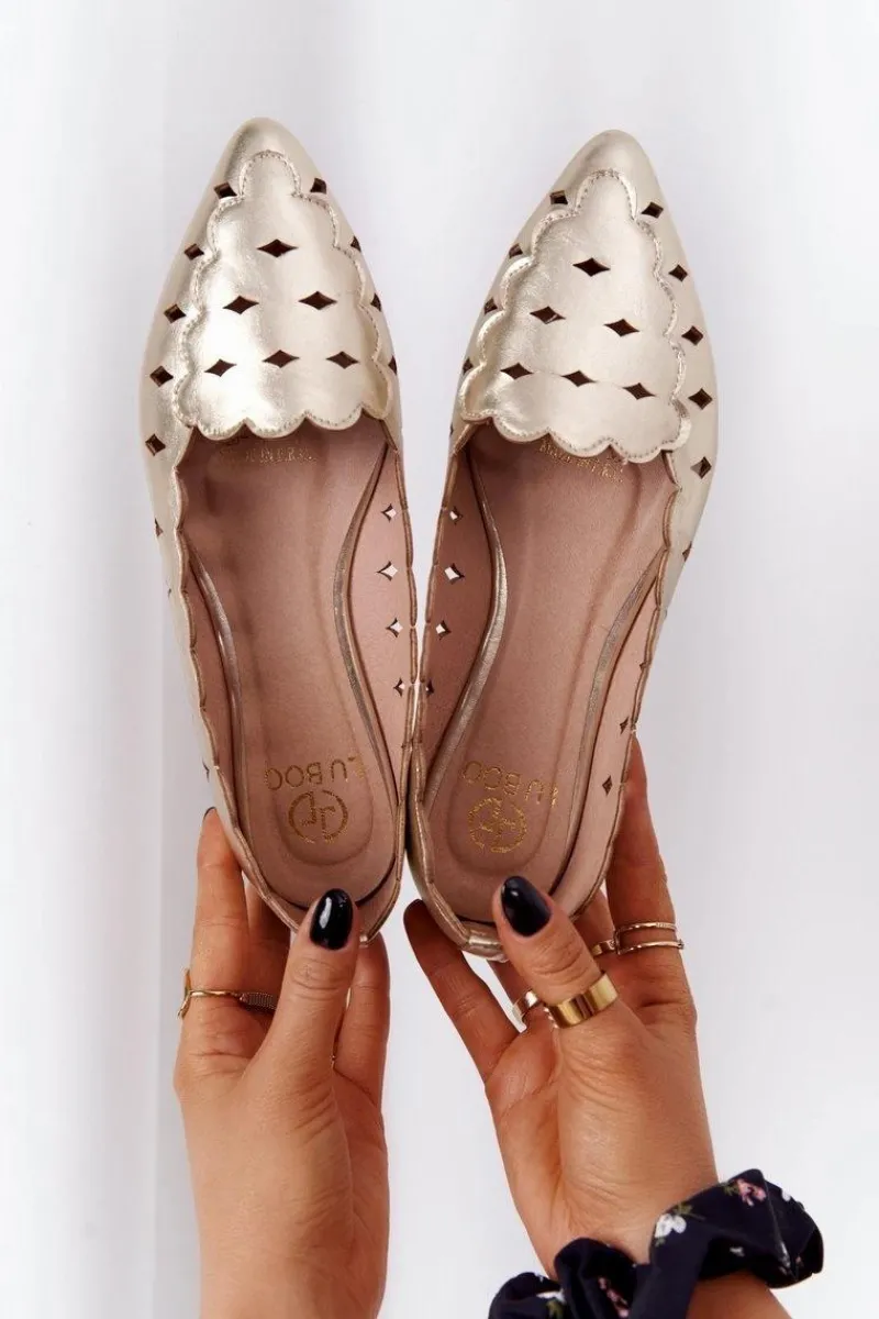 Boto Damskie Ażurowe Mokasyny Lu Boo Złote