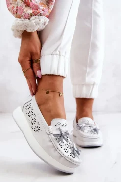 Hot Buty damskie Vinceza Damskie Ażurowe Mokasyny Na Platformie Białe Louise