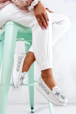 Hot Buty damskie Vinceza Damskie Ażurowe Mokasyny Na Platformie Białe Louise