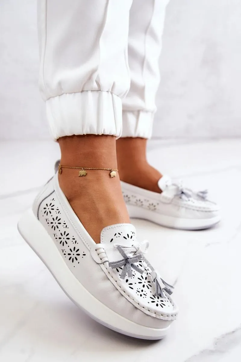 Hot Buty damskie Vinceza Damskie Ażurowe Mokasyny Na Platformie Białe Louise