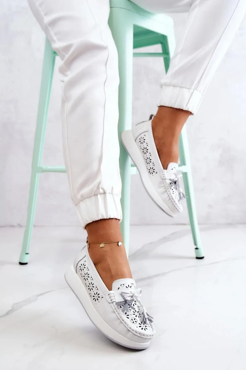 Hot Buty damskie Vinceza Damskie Ażurowe Mokasyny Na Platformie Białe Louise