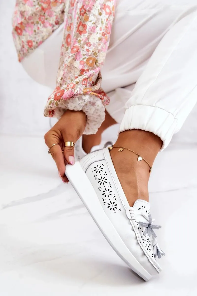 Hot Buty damskie Vinceza Damskie Ażurowe Mokasyny Na Platformie Białe Louise