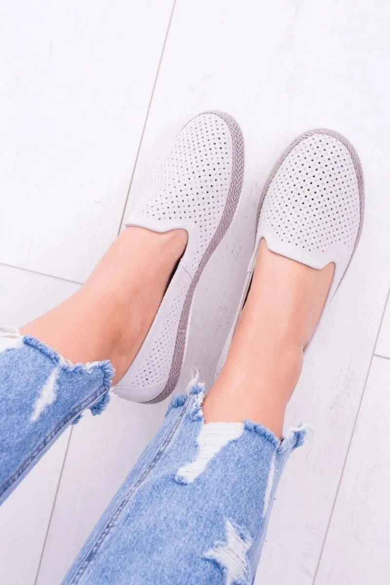 Hot Damskie Ażurowe Szare Balerinki Eparo Damskie Baleriny Klasyczne