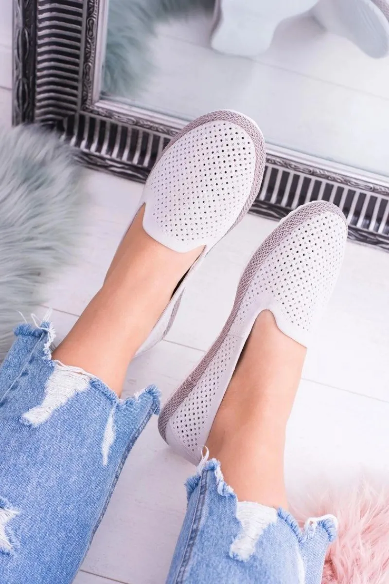 Hot Damskie Ażurowe Szare Balerinki Eparo Damskie Baleriny Klasyczne