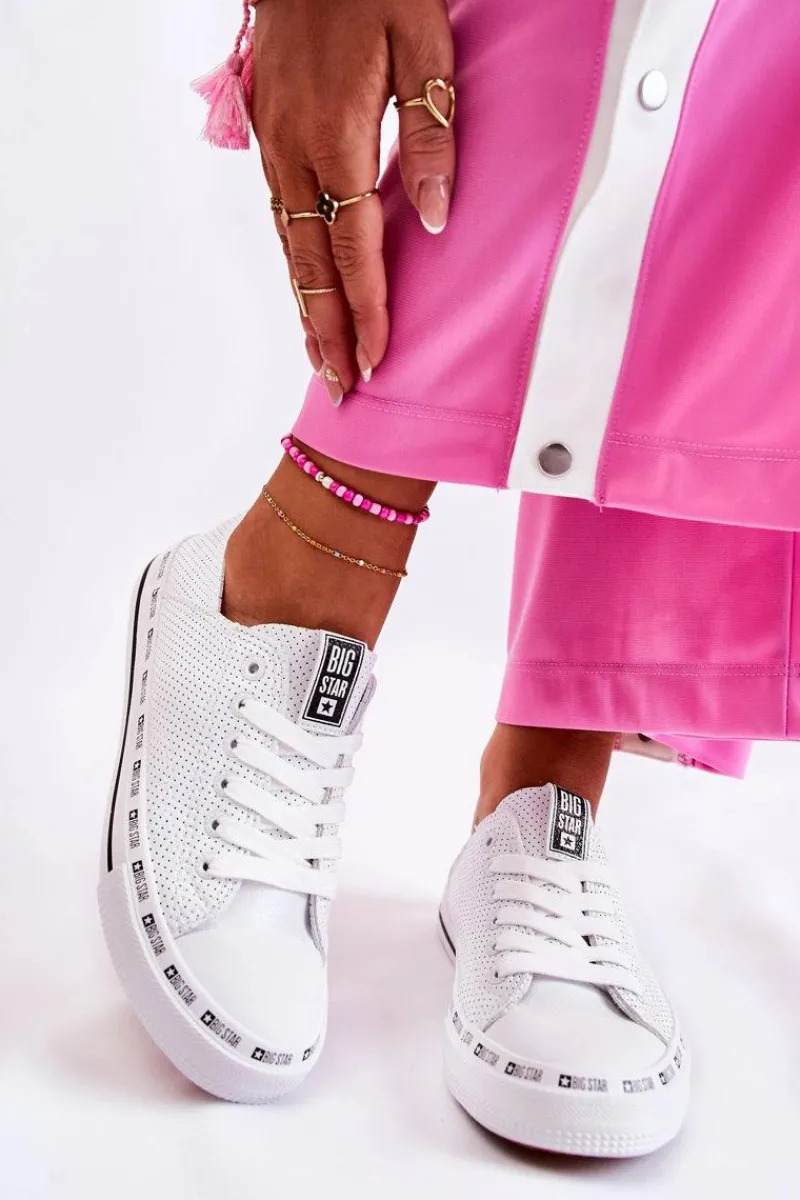 Discount Damskie Ażurowe Trampki Big Star Białe FF274024 Damskie Trampki Damskie Big Star|Trampki Damskie Niskie