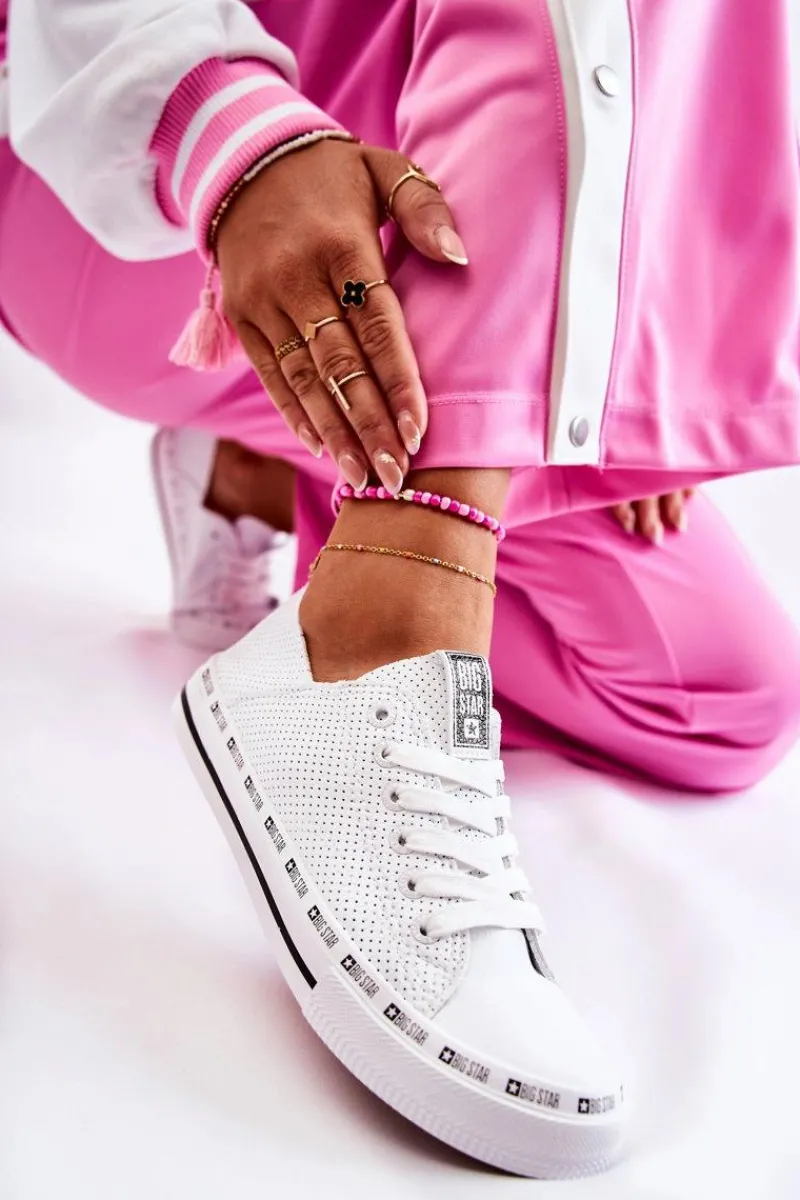 Discount Damskie Ażurowe Trampki Big Star Białe FF274024 Damskie Trampki Damskie Big Star|Trampki Damskie Niskie